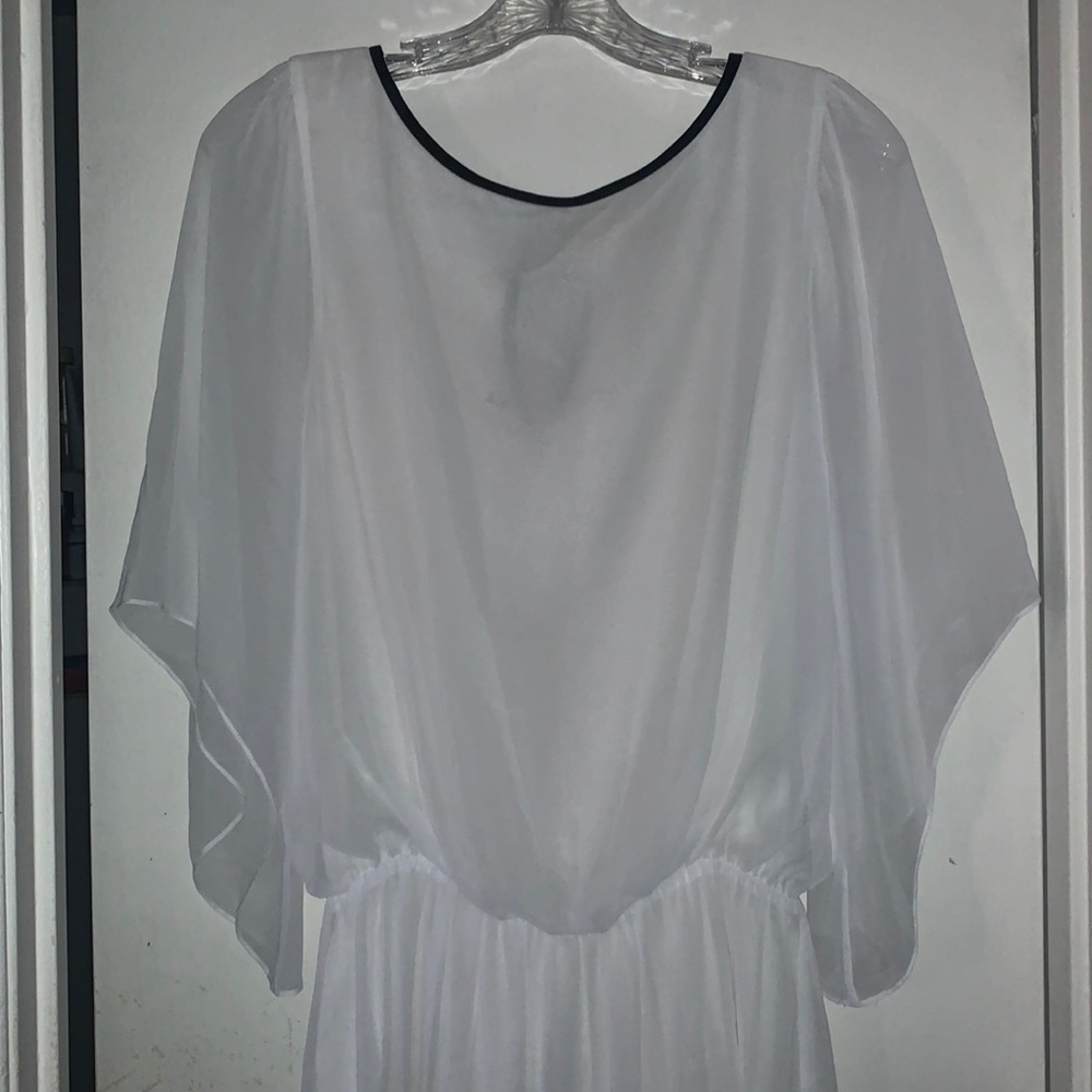 White with black dress
